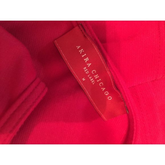 Akira Chicago Red Label Top Womens Size M Sleeveless Solid Red Pleated Fitted - Picture 8 of 8